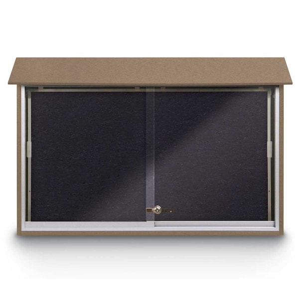 Outdoor Enclosed Combo Board, 72"x36", Bronze Frame/Grey & Pearl
